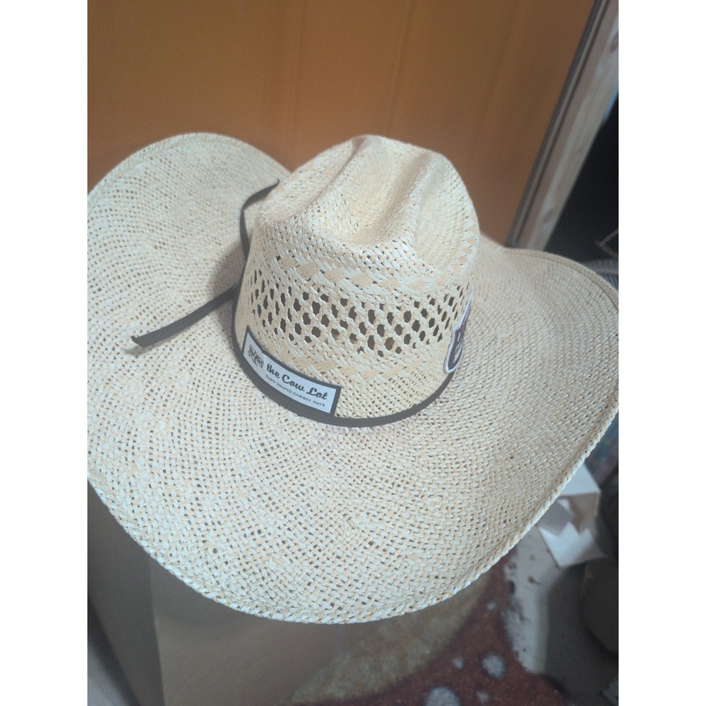 Twister Twisted Weave Straw Cowboy Hat Natural Mens Size 7 3/8 PRCA Team Jim
